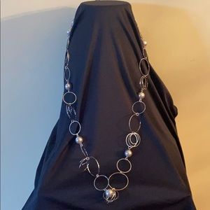 Long Silver Costume Necklace